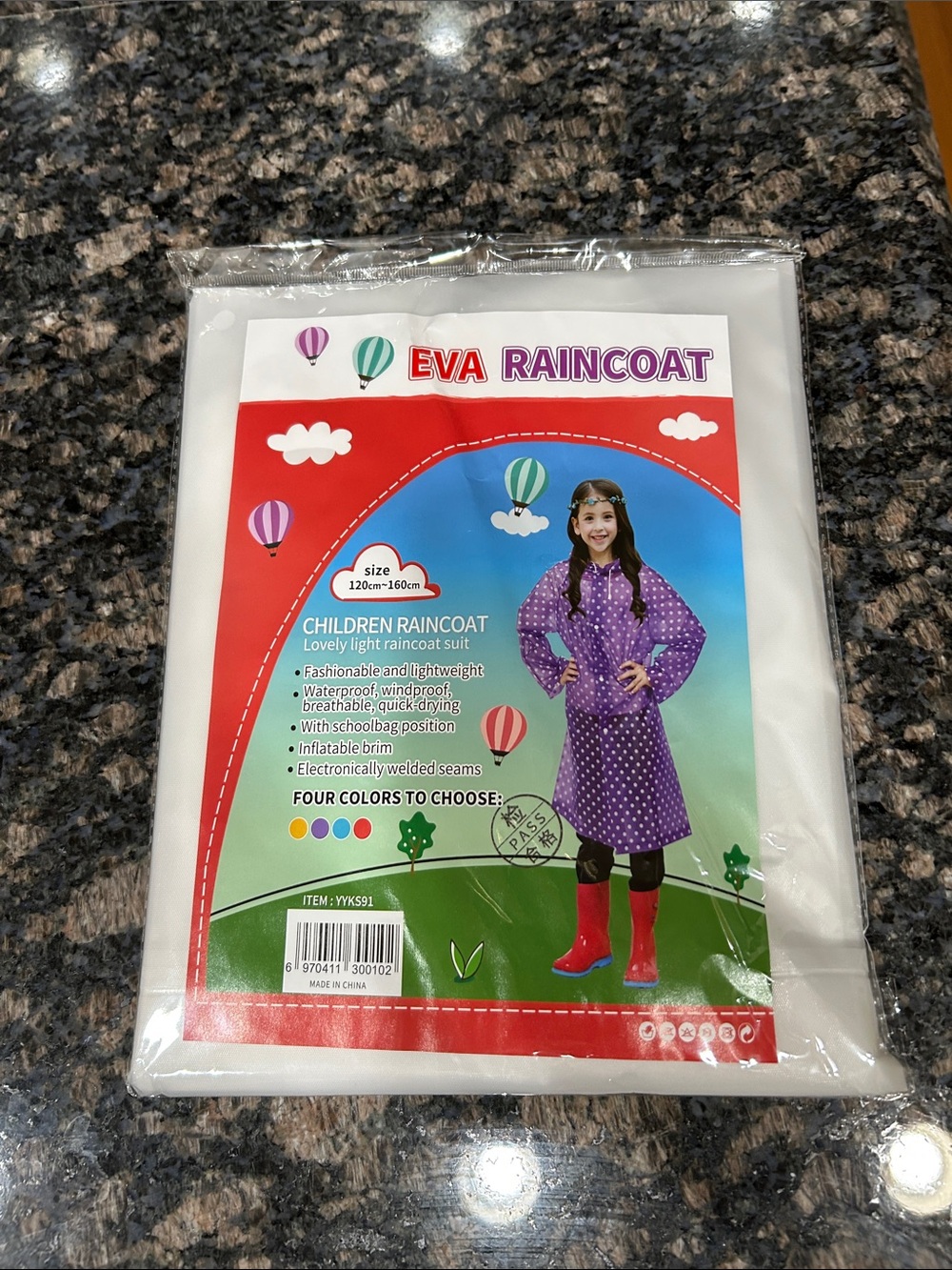 EVA Raincoat - White Waterproof Children's Rain Poncho Raincoat Hooded